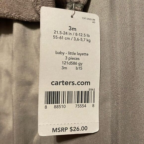 *NWT* Carter’s 3M Brown Layette Button Up - Picture 5 of 6